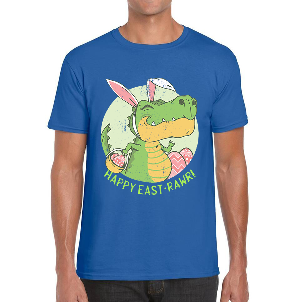 Happy Eastrawr Easter Bunny Dinosaur T-Rex RAWR Easter Egg Rabbit Funny Easter Day Mens Tee Top