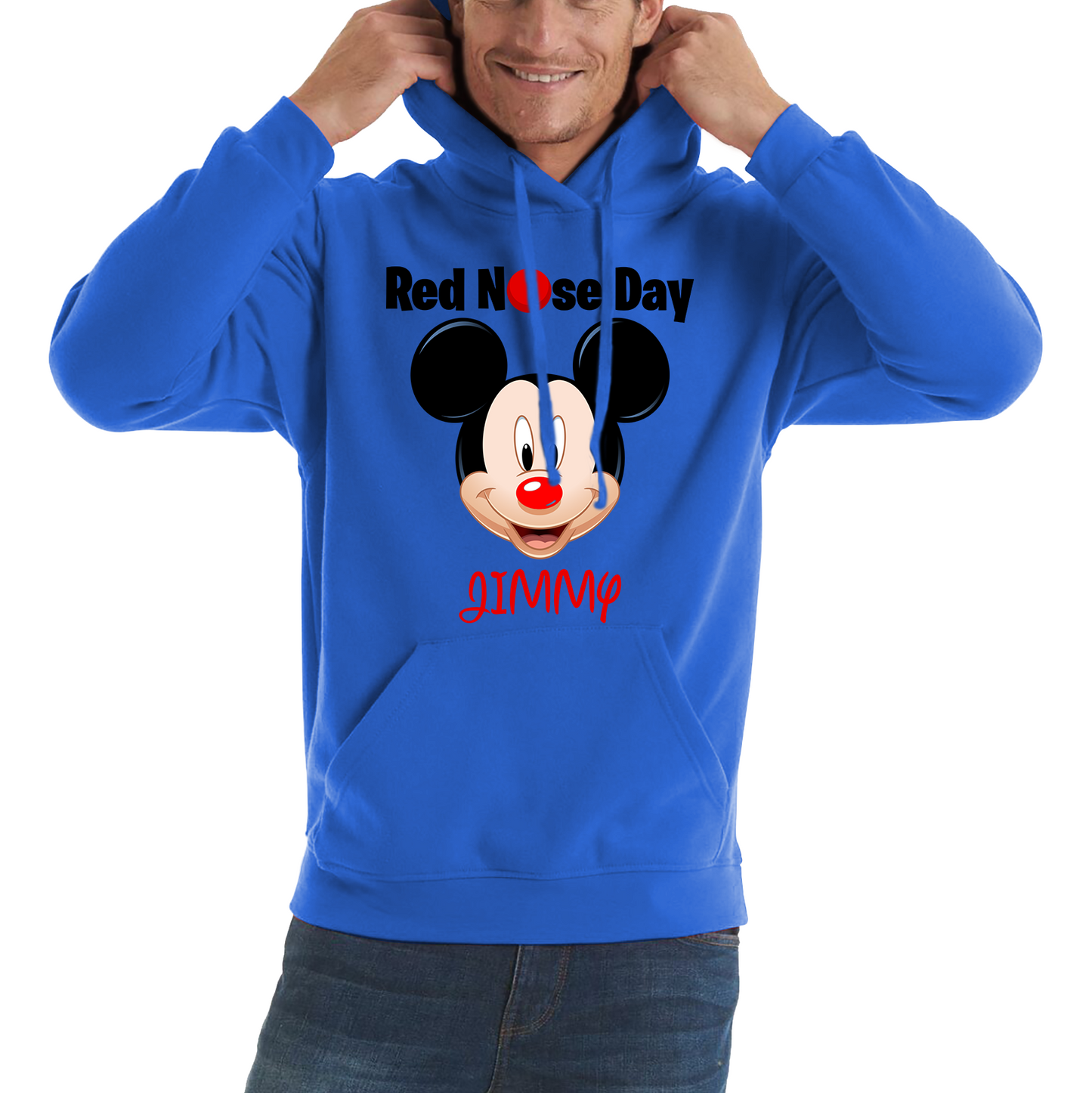 Personalised Mickey Mouse ( Name ) Red Nose Day Hoodie