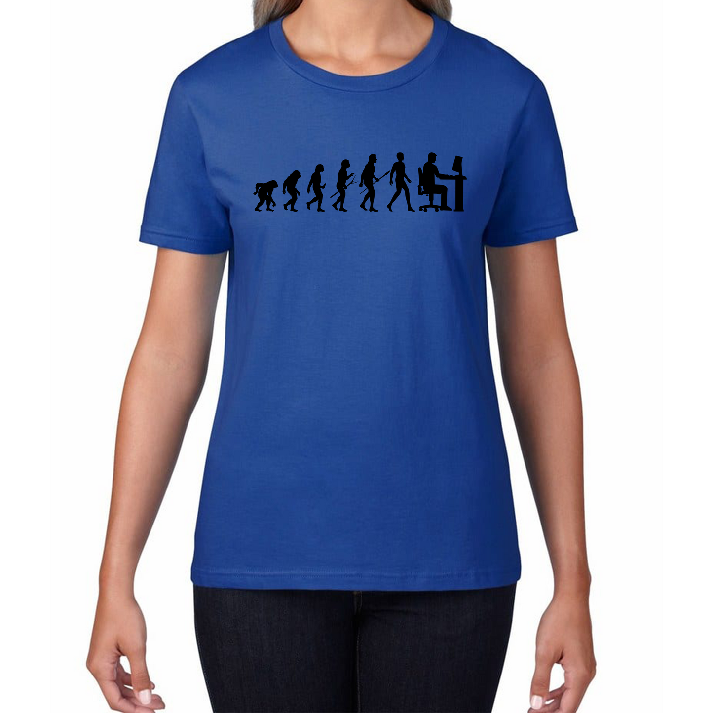 Evolution Of Computer Funny Human Evolution Programmer Coding Womens Tee Top