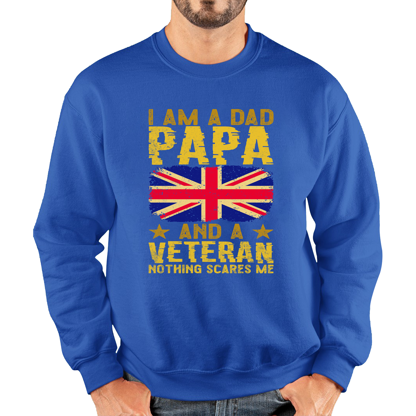 I Am A Dad, Papa And A Veteran Nothing Scares Me Fathers Day Sweatshirt