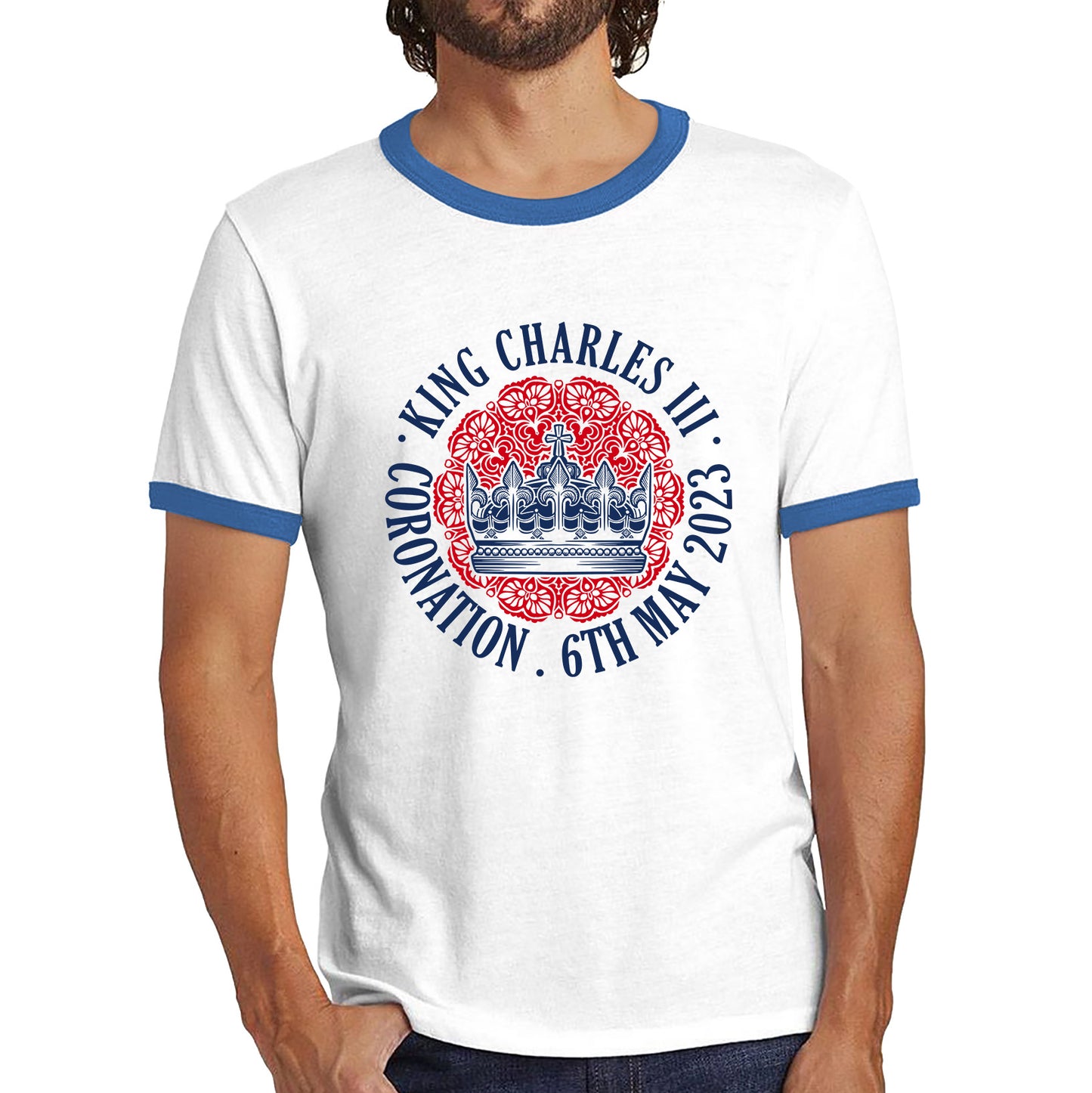 King Charles III Coronation 6th May 2023 Royal Crown CR III Ruling Monarch Of England United Kingdom Ringer T Shirt