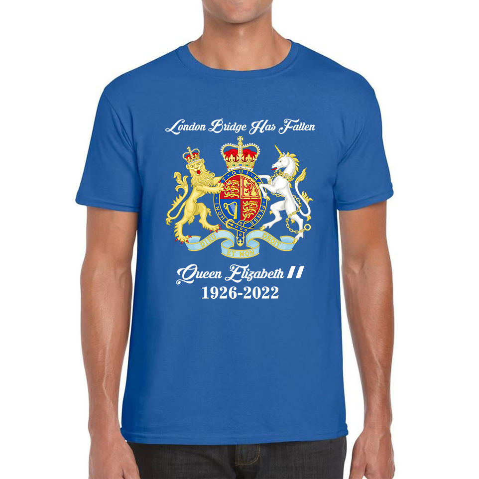 London Bridge Has Fallen Queen Elizabeth II Union Jack Queen's Crown Mens Tee Top