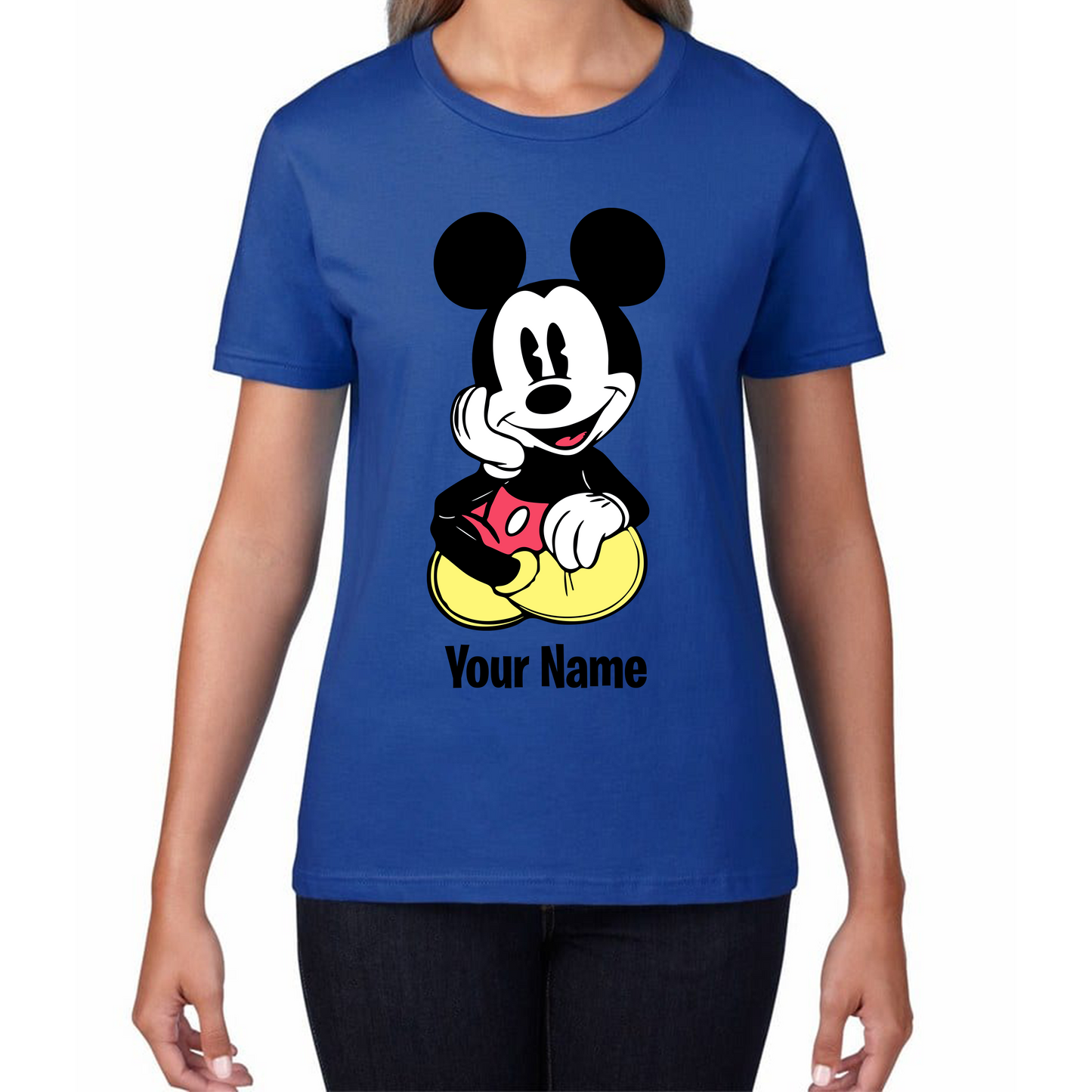 Personalised Disney Mickey Mouse Your Name Cartoon Character Disney World Walt Disney Womens Tee Top