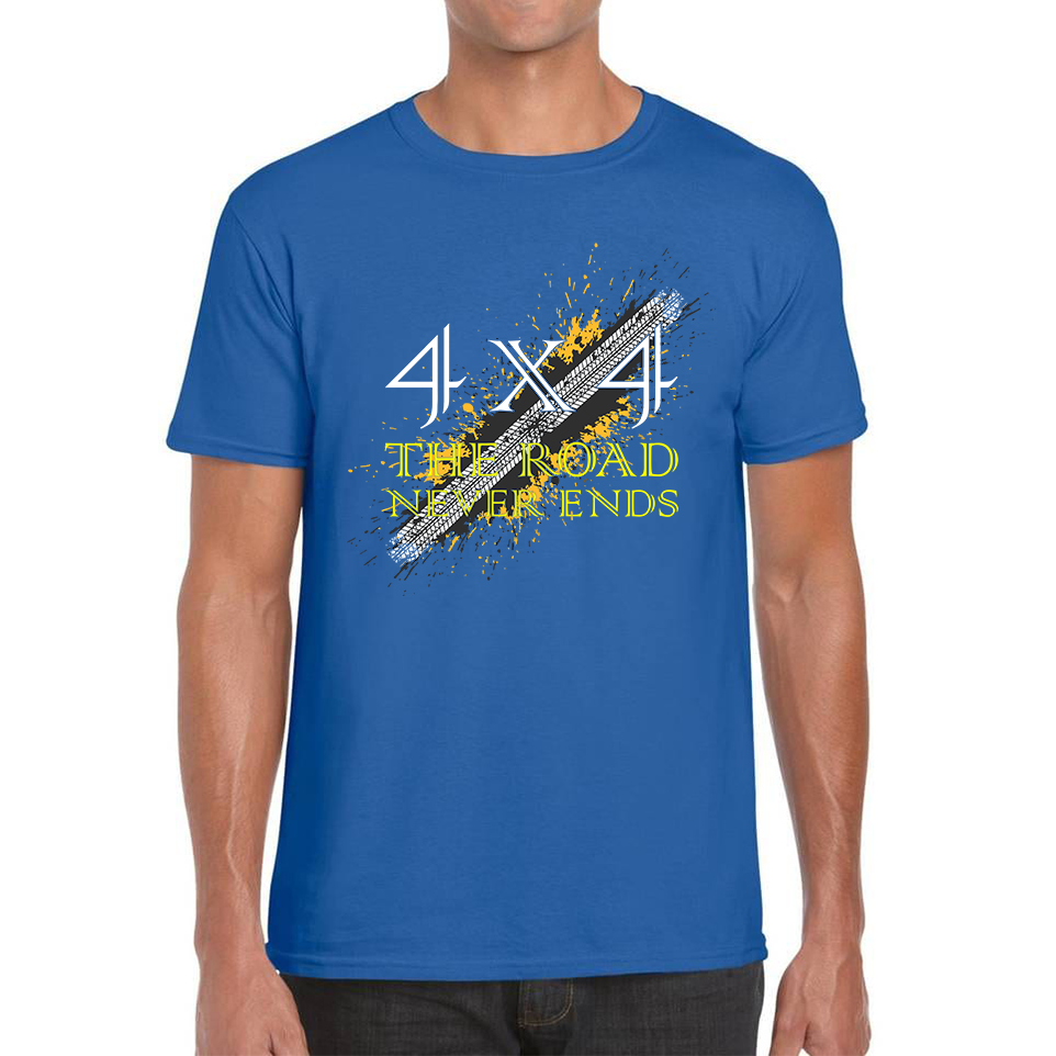 4x4 The Road Never Ends Mens Tee Top
