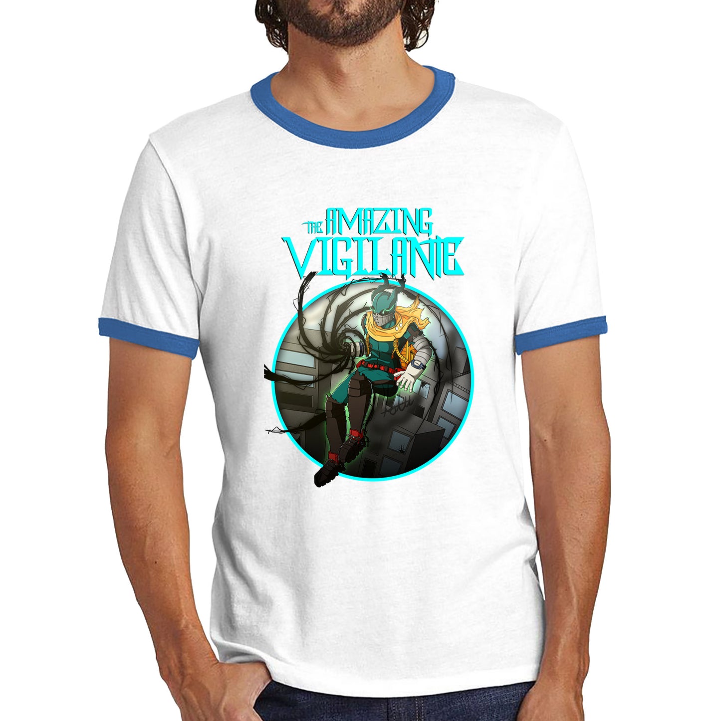 The Amazing Vigilant out of the Dark hole Vintage Graphic Cartoon Series Ringer T Shirt