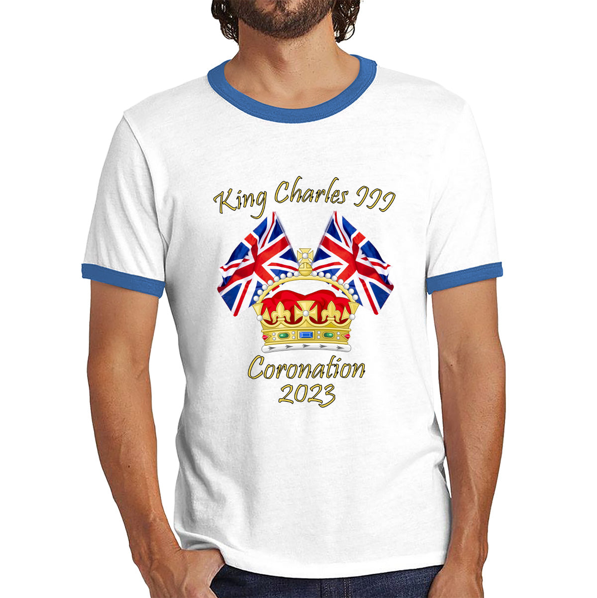King Charles III Coronation 2023 United Kingdom Flags Royal Crown Ruling Monarch Of England CR III Ringer T Shirt