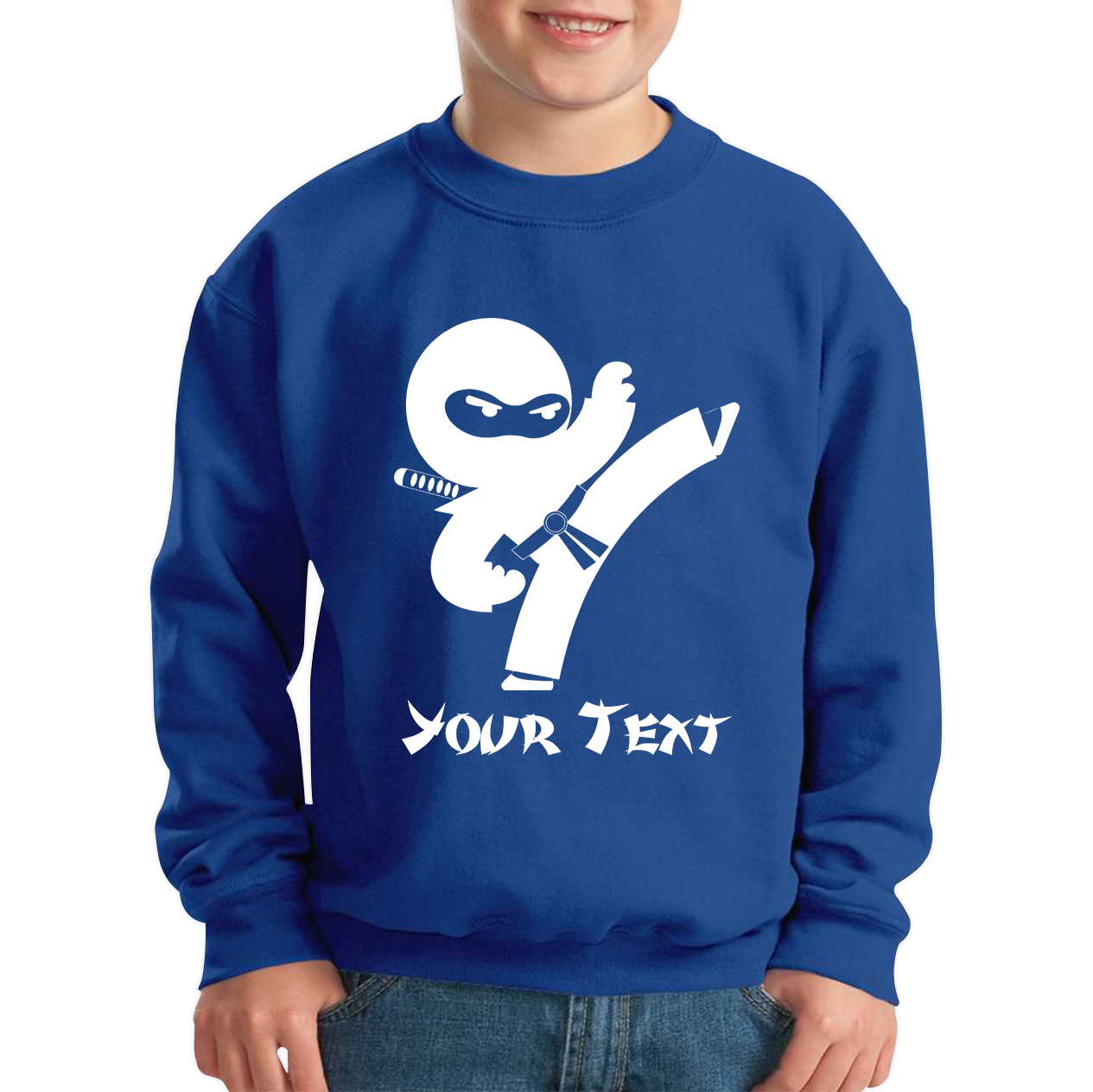 Personalised Ninja Your Name Retro Ninja Warrior Martial Arts Judo Karate Kids Jumper