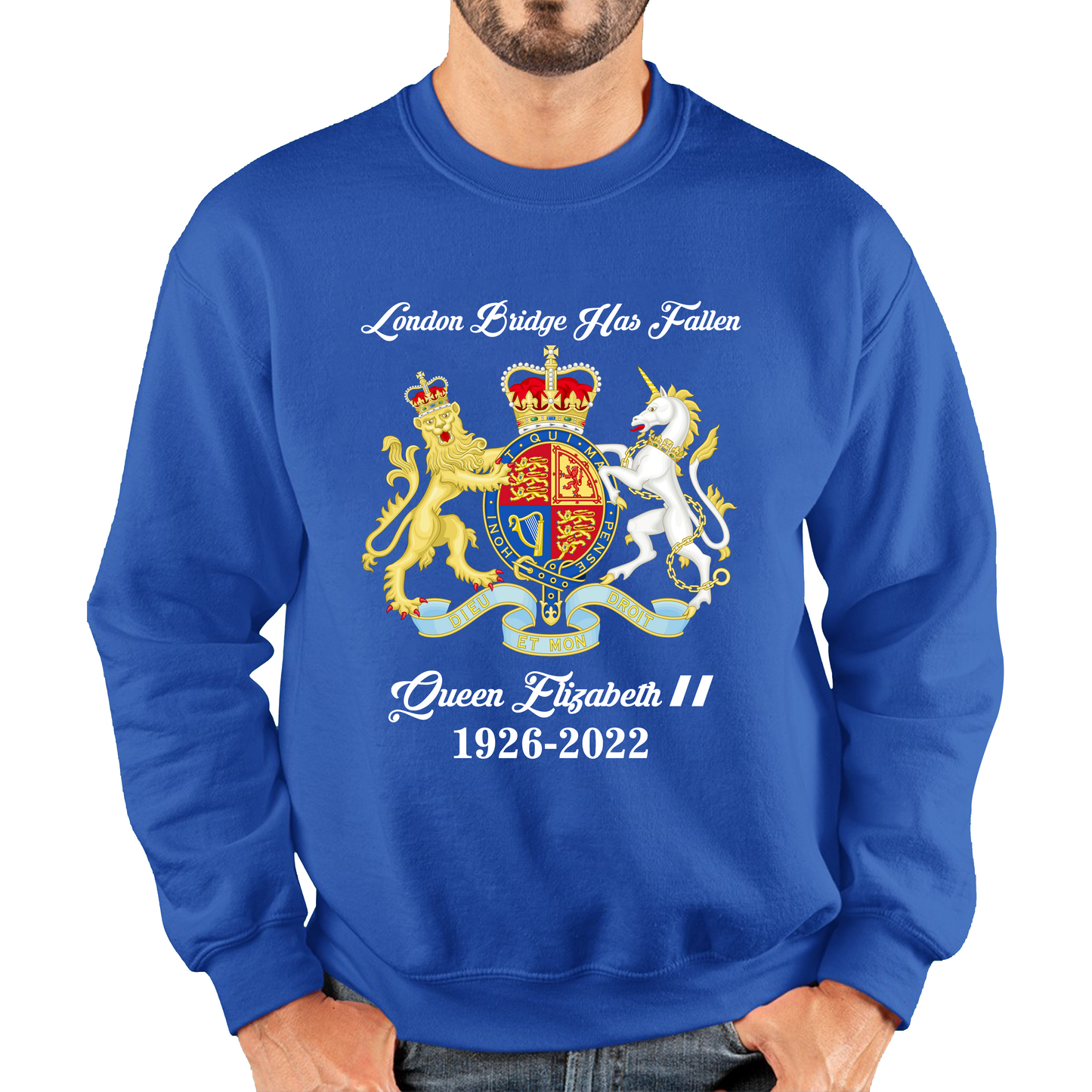 London Bridge Has Fallen Queen Elizabeth II Union Jack Queen's Crown Unisex Sweatshirt