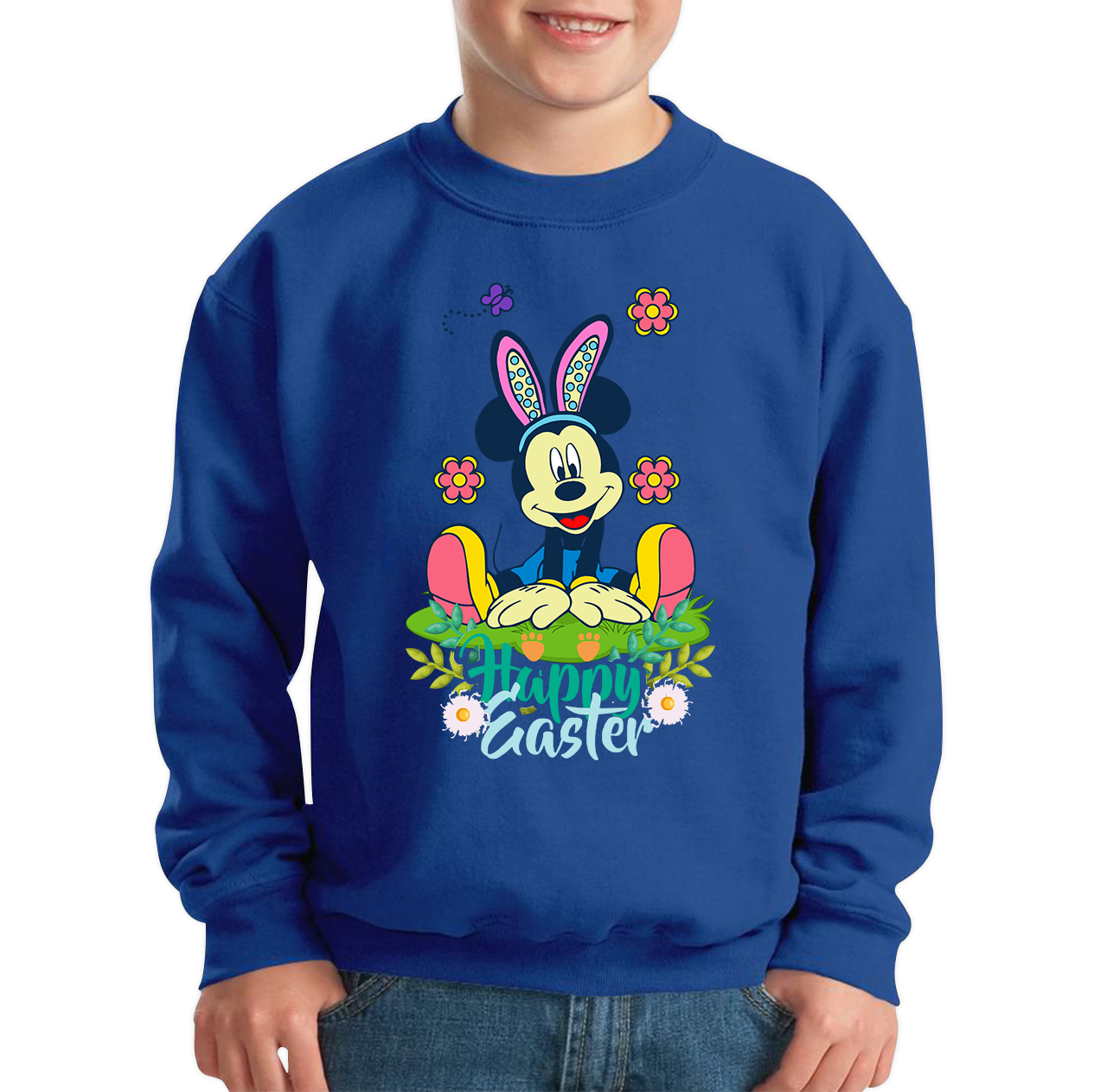 Happy Easter Mickey Mouse Bunny Easter Bunny Happy Easter Day Disney Land Kids Jumper