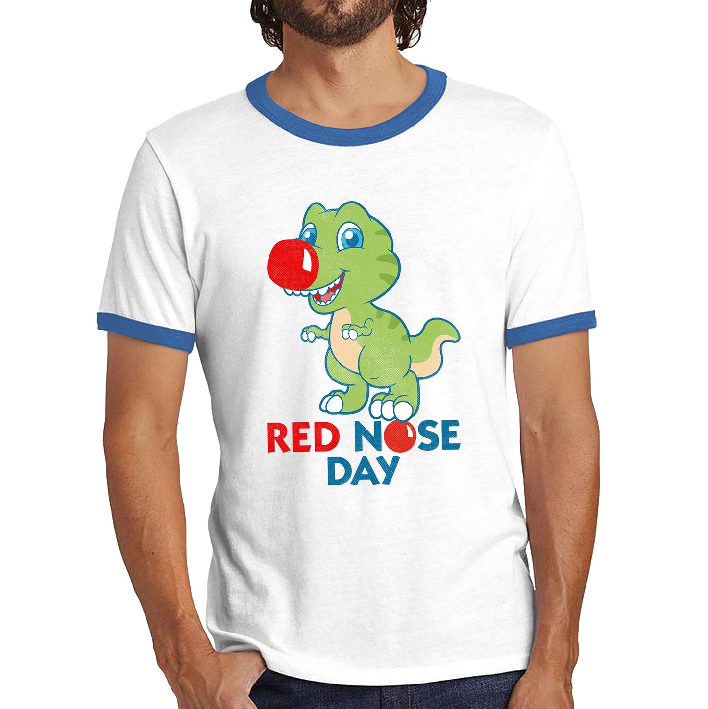 Red Nose Day T-rex Trex Lover's Gift Dynosaurs Dino Red Nose Day 2023 Ringer T Shirt