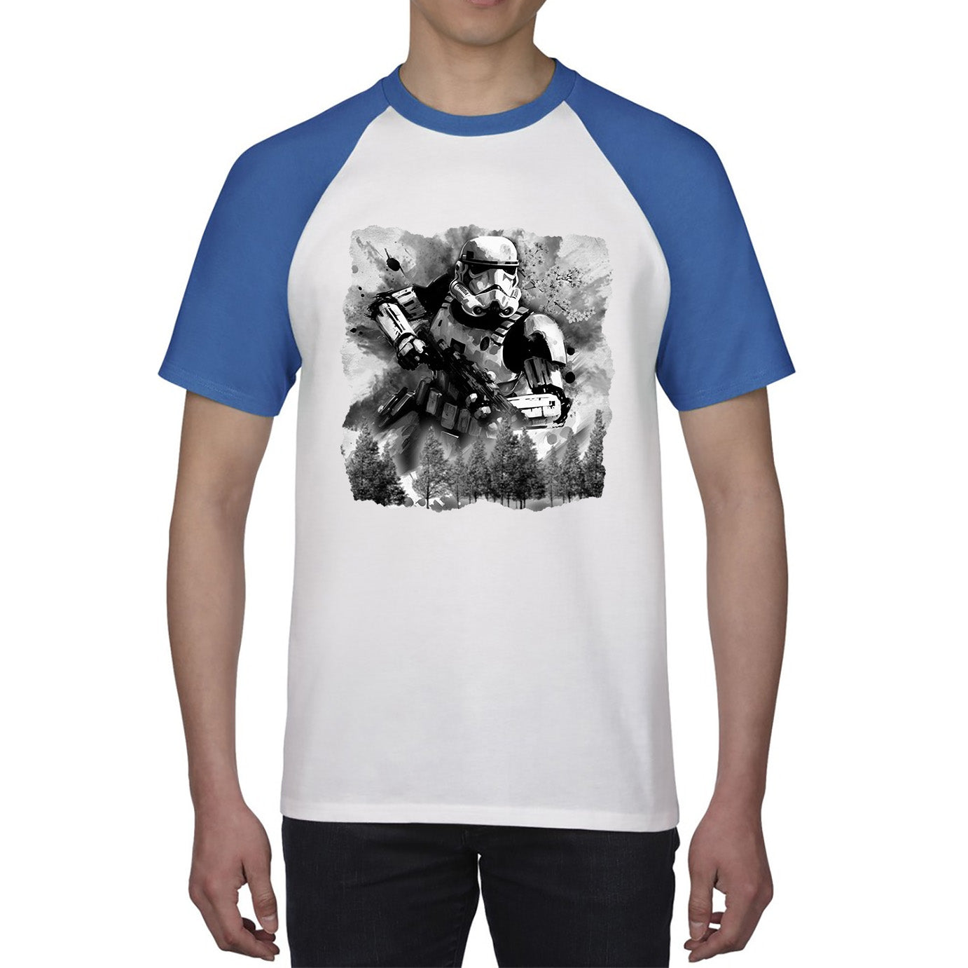 Hunter In The Forest Death Star Vintage Poster Graphic Movie Series Baseball T Shirt