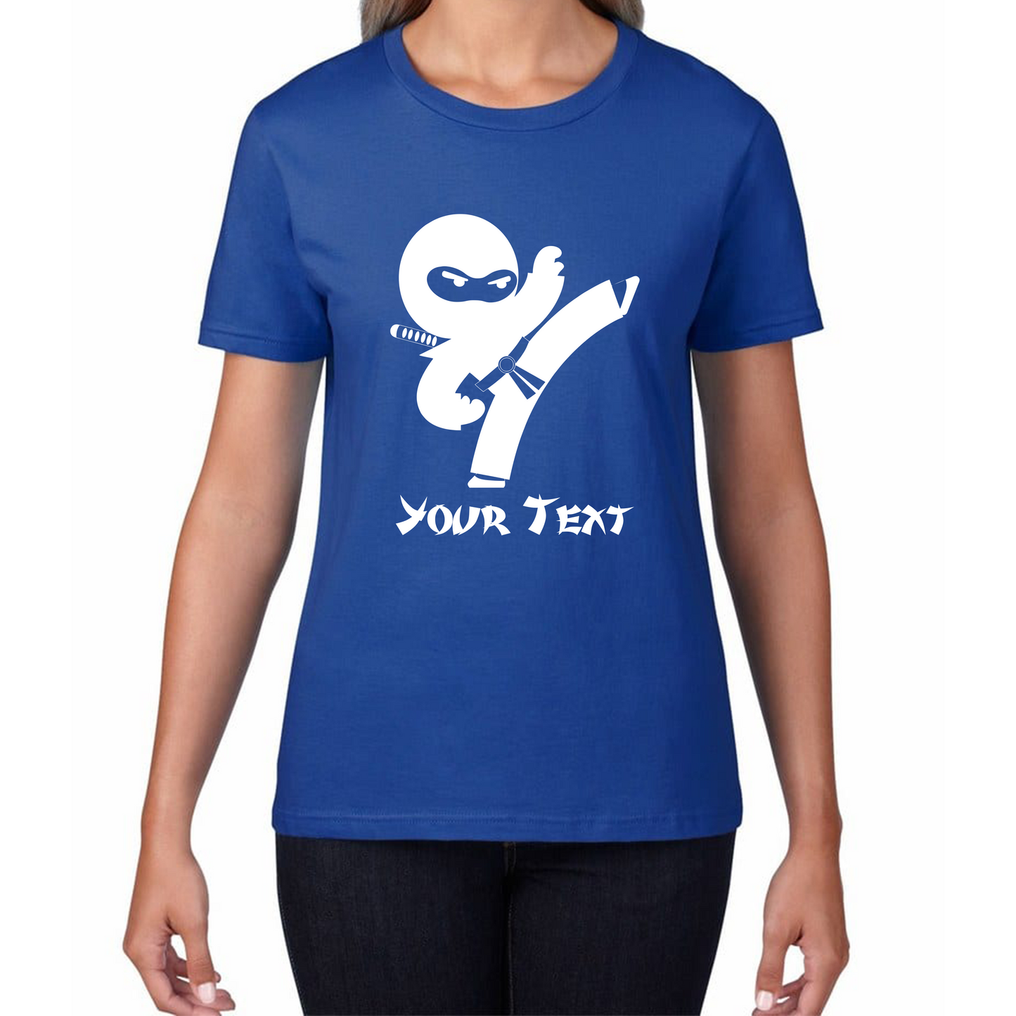 Personalised Ninja Your Name Retro Ninja Warrior Martial Arts Judo Karate Womens Tee Top
