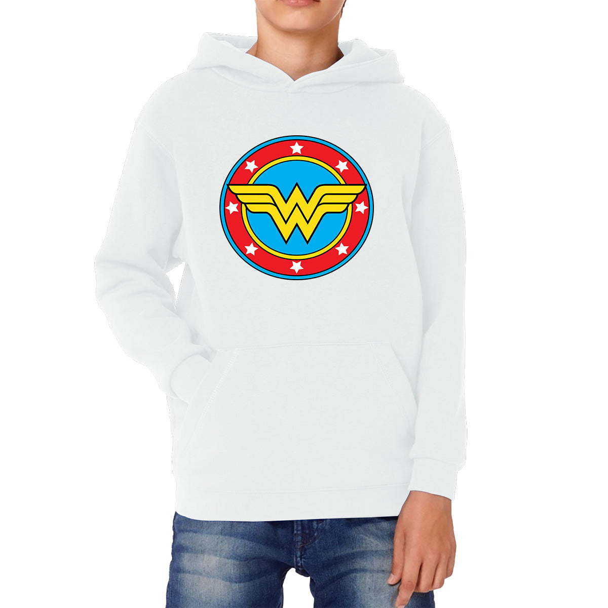 Wonder Woman Shield Logo Superhero Wonder Girl Comic Book Character Super Woman Kids Hoodie