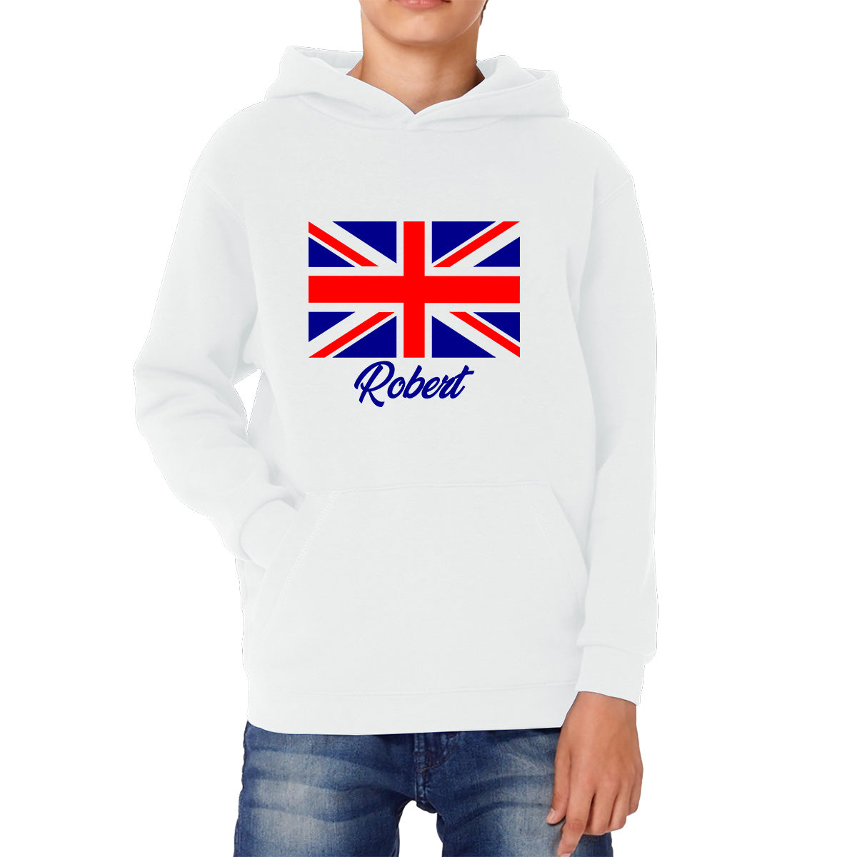 Personalised UK United Kingdom Flag Your Name Great Britain Union Jack Patriotism Proud British Citizen Long Live UK Forever Kids Hoodie