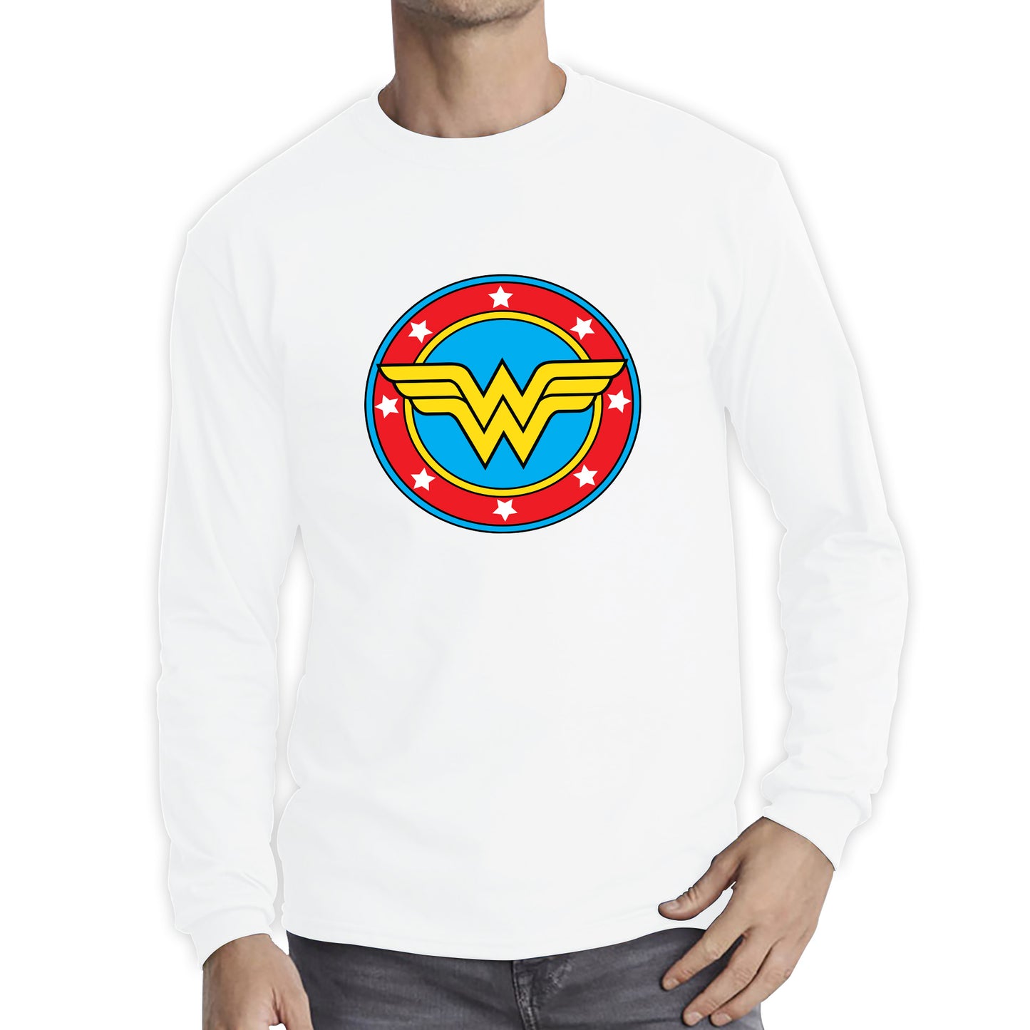Wonder Woman Shield Logo Superhero Wonder Girl Comic Book Character Super Woman Long Sleeve T Shirt