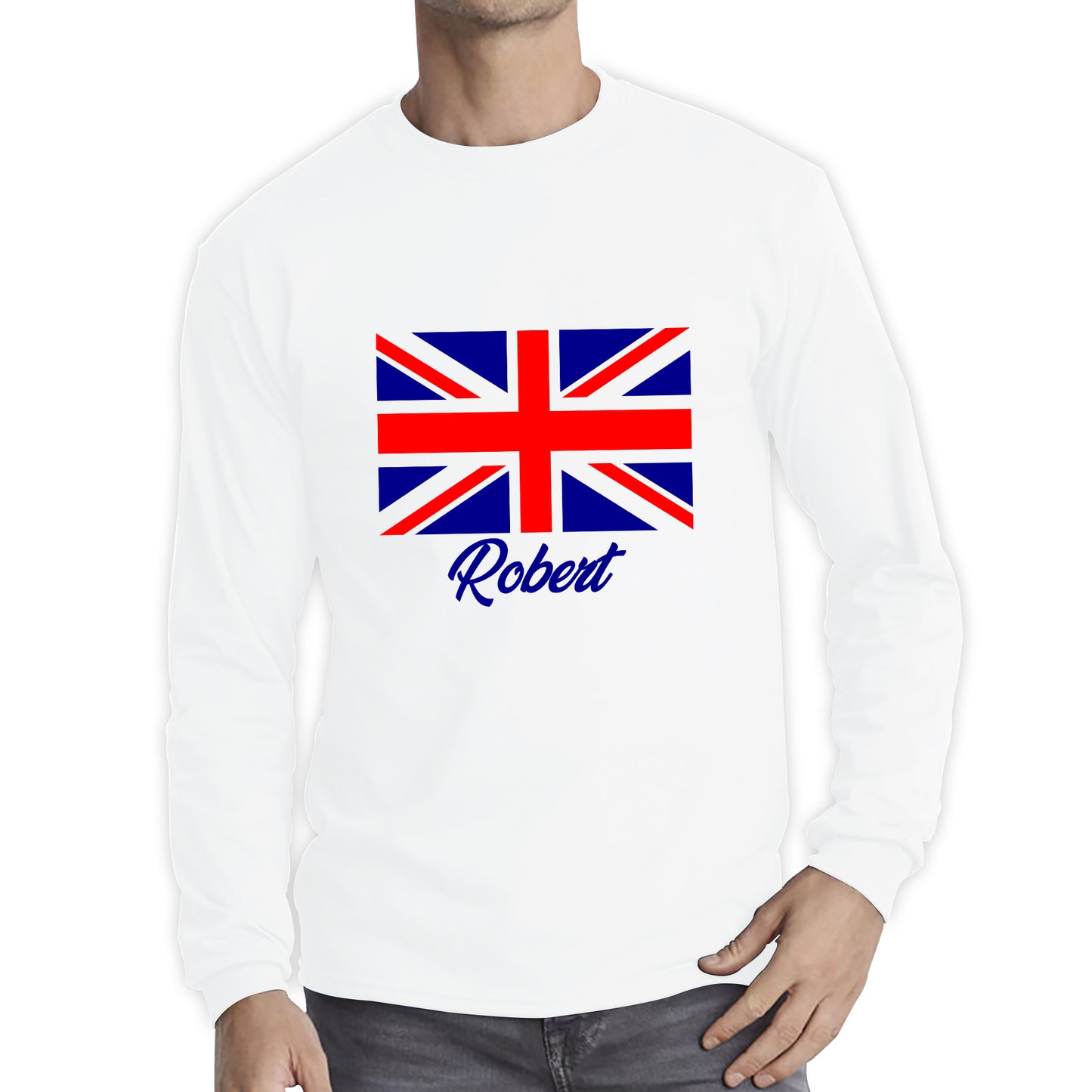 Personalised UK United Kingdom Flag Your Name Great Britain Union Jack Patriotism Proud British Citizen Long Live UK Forever Long Sleeve T Shirt