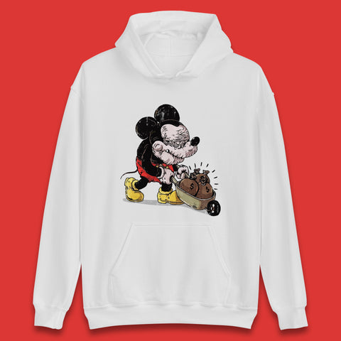 Disney Famous Oldies Mickey Mouse Pull Wheelbarrow Full Of Money Bags Cartoon Character Disney World Unisex Hoodie