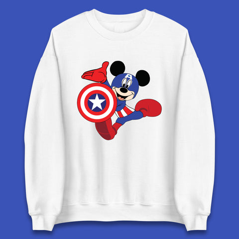 Mickey Mouse Wearing Captain America Costume Disney Marvel Avengers Superhero Disney World Marvel Disney Avengers Campus Unisex Sweatshirt