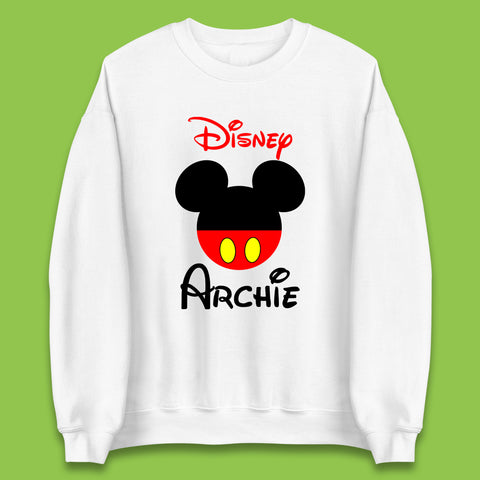 Personalised Disney Mickey Mouse Minnie Mouse Head Your Name Cute Character Disney World  Unisex Sweatshirt