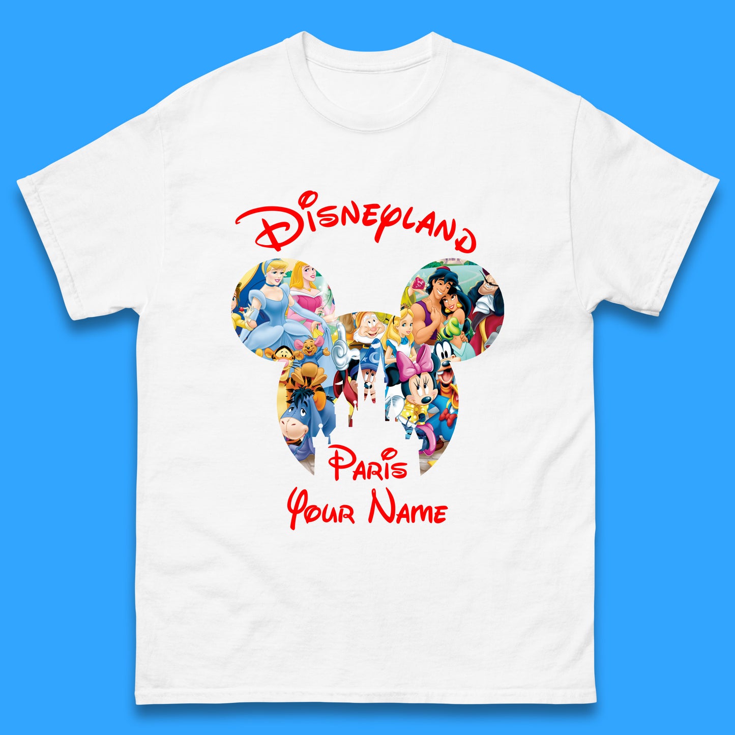 Personalised Disney Land Paris Mickey Minnie Mouse All Disney Characters Cartoons Magical Kingdom Disney Castle Disneyland Vacation Trip Mens Tee Top