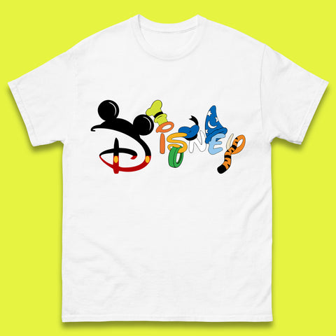 Disney Club Cartoon Characters Mickey Mouse Minnie Mouse Donald Duck Pluto Goofy Sorcerer Mickey Hat Tigger Disney World Trip Mens Tee Top