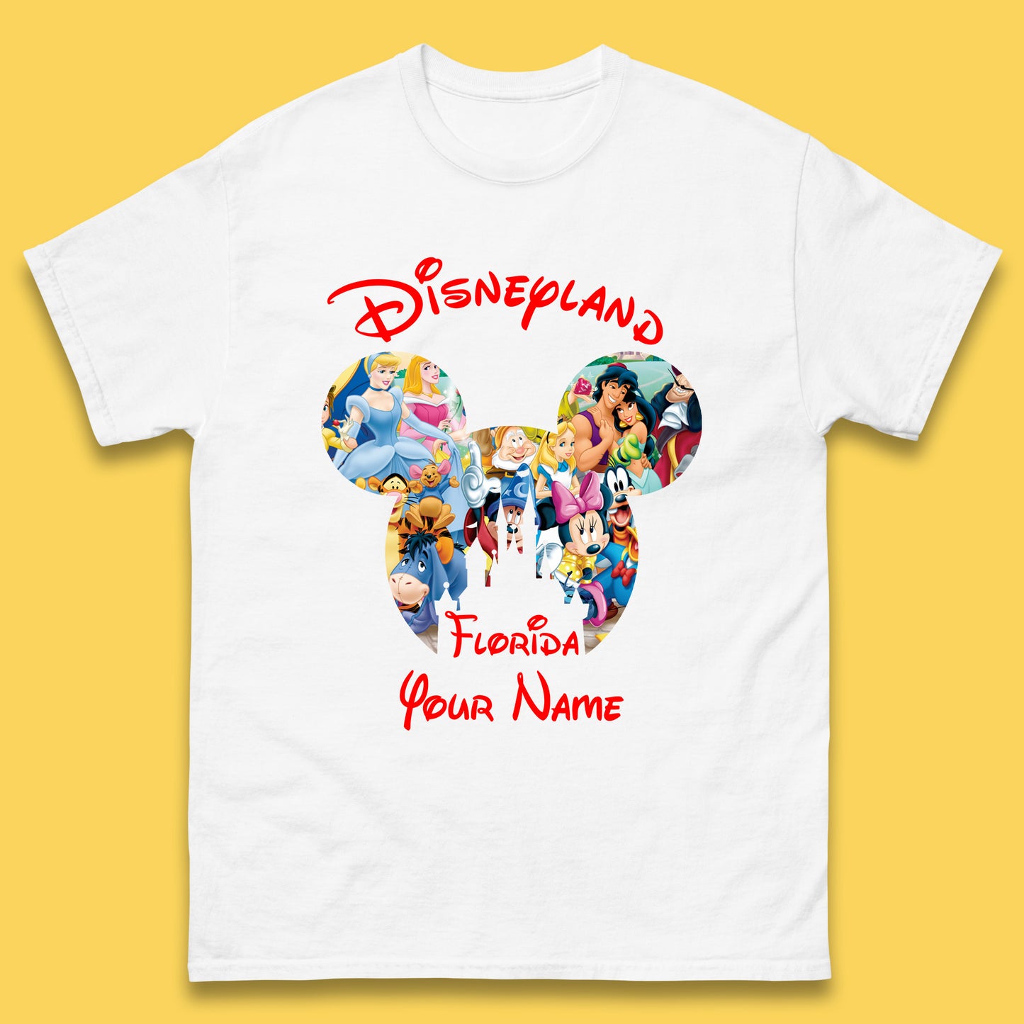 Personalised Disney Land Florida Mickey Minnie Mouse All Disney Characters Cartoons Magical Kingdom Disney Castle Disneyland Vacation Trip Mens Tee Top