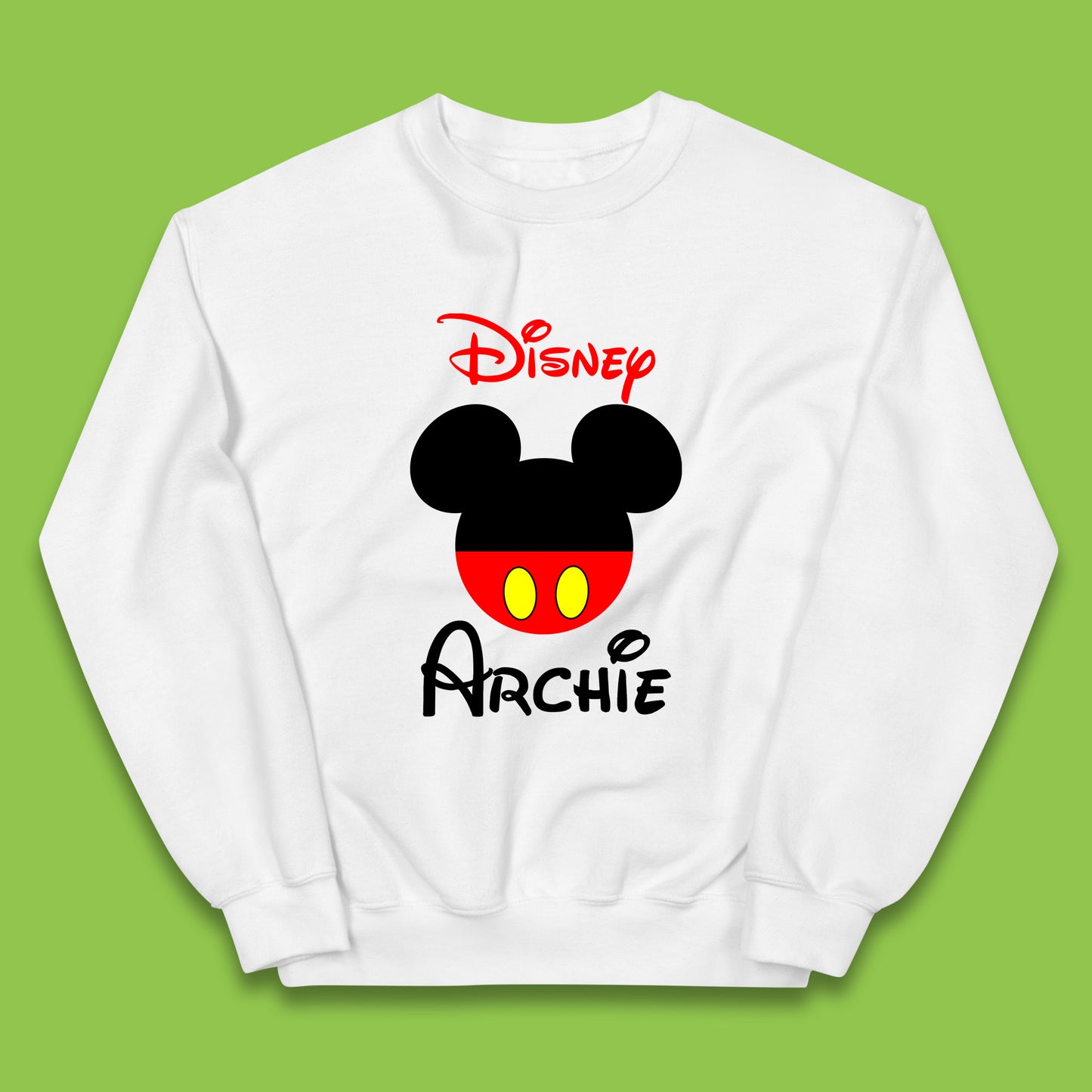 Personalised Disney Mickey Mouse Minnie Mouse Head Your Name Cute Character Disney World Kids Jumper