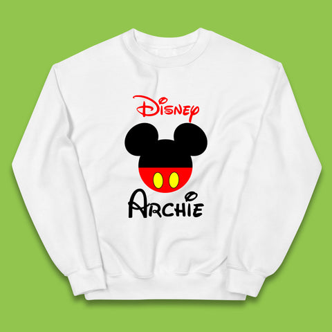 Personalised Disney Mickey Mouse Minnie Mouse Head Your Name Cute Character Disney World  Kids Jumper