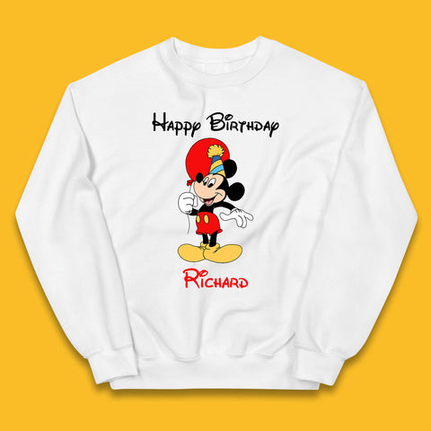 Personalised Happy Birthday Disney Mickey Mouse Your Name Cute Cartoon Character Disney Birthday Theme Party Kids Jumper