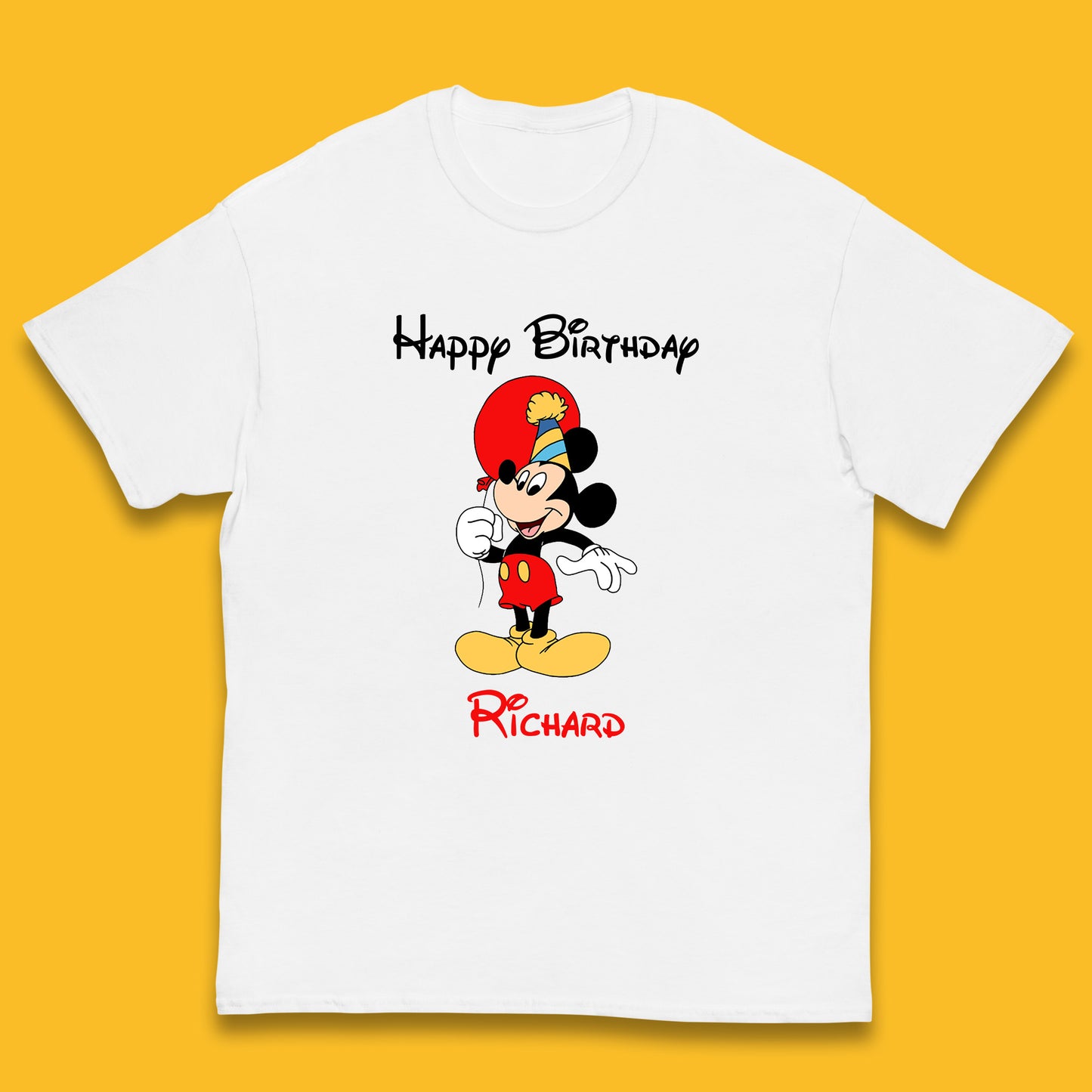 Personalised Happy Birthday Disney Mickey Mouse Your Name Cute Cartoon Character Disney Birthday Theme Party Kids T Shirt