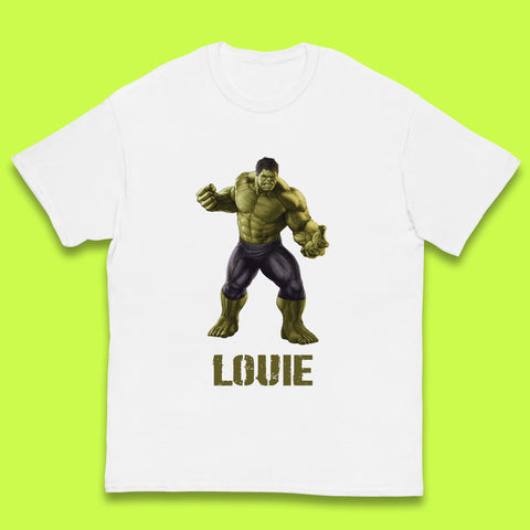 Personalised Marvel’s The Incredible Hulk Your Name Marvel Avengers Hulk Giant Man Angry Hulk Superhero  Kids T Shirt