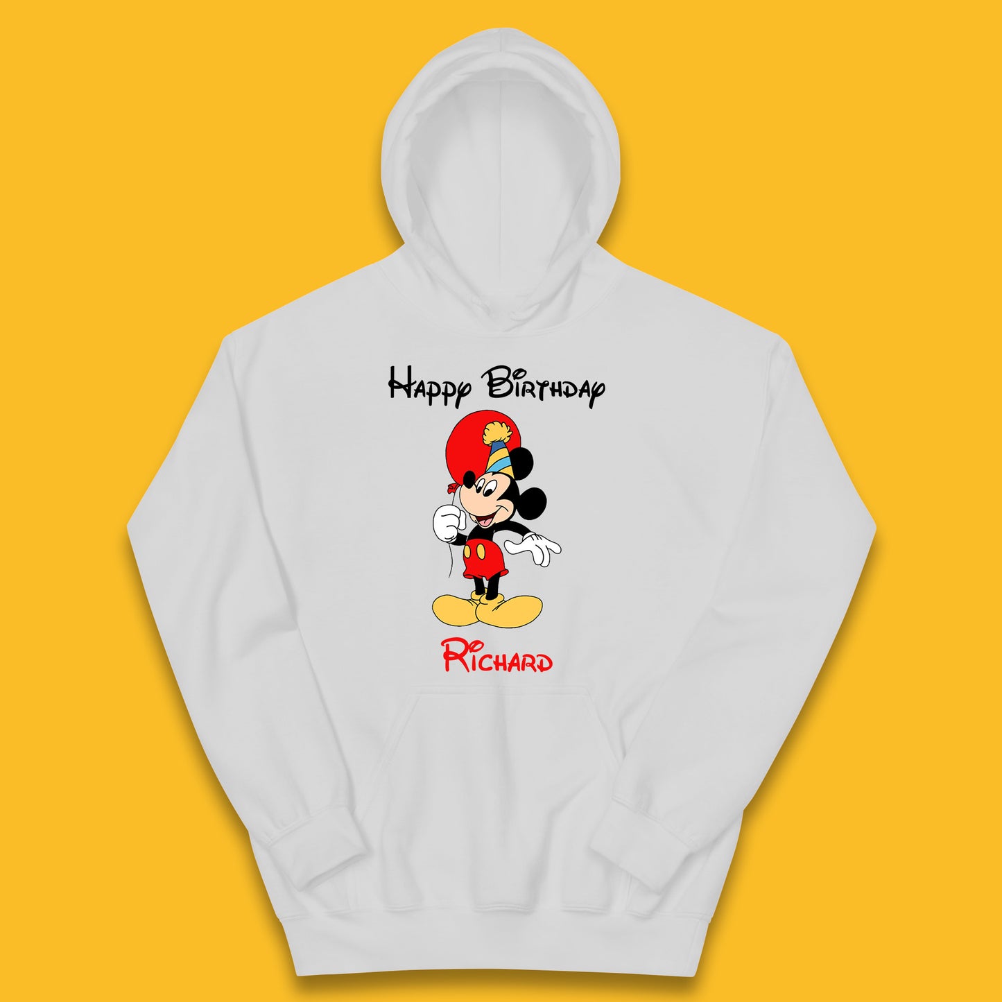 Personalised Happy Birthday Disney Mickey Mouse Your Name Cute Cartoon Character Disney Birthday Theme Party Kids Hoodie