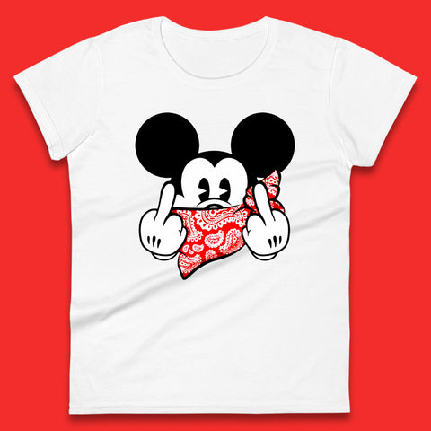 Fuck You Mickey Mouse Middle Fingers Funny Bad Ass Sarcastic Disney Mickey Sarcasm Humor Joke Womens Tee Top