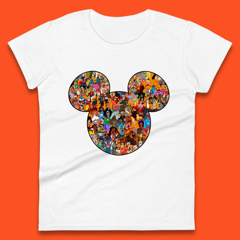 Disney Mickey Mouse Minnie Mouse Head All Disney Characters Together Disney Family Animated Cartoons Movies Characters Disney World Womens Tee Top