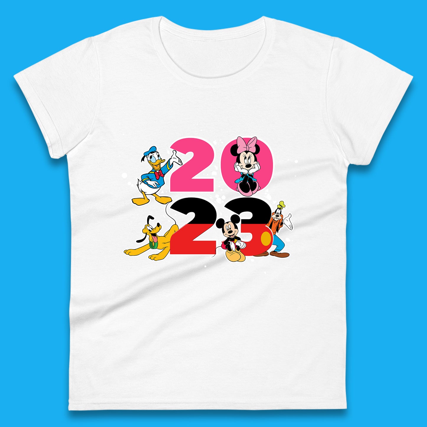 Disney Trip 2023 Disney Club Mickey Mouse Minnie Mouse Donald Duck Pluto Goofy Cartoon Characters Disney Vacation Womens Tee Top