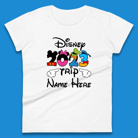 Personalised Disney Trip Your Name Disney Club Mickey Minnie Mouse Donald Hat Goofy Disney Vacation Womens Tee Top