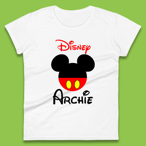 Personalised Disney Mickey Mouse Minnie Mouse Head Your Name Cute Character Disney World  Womens Tee Top