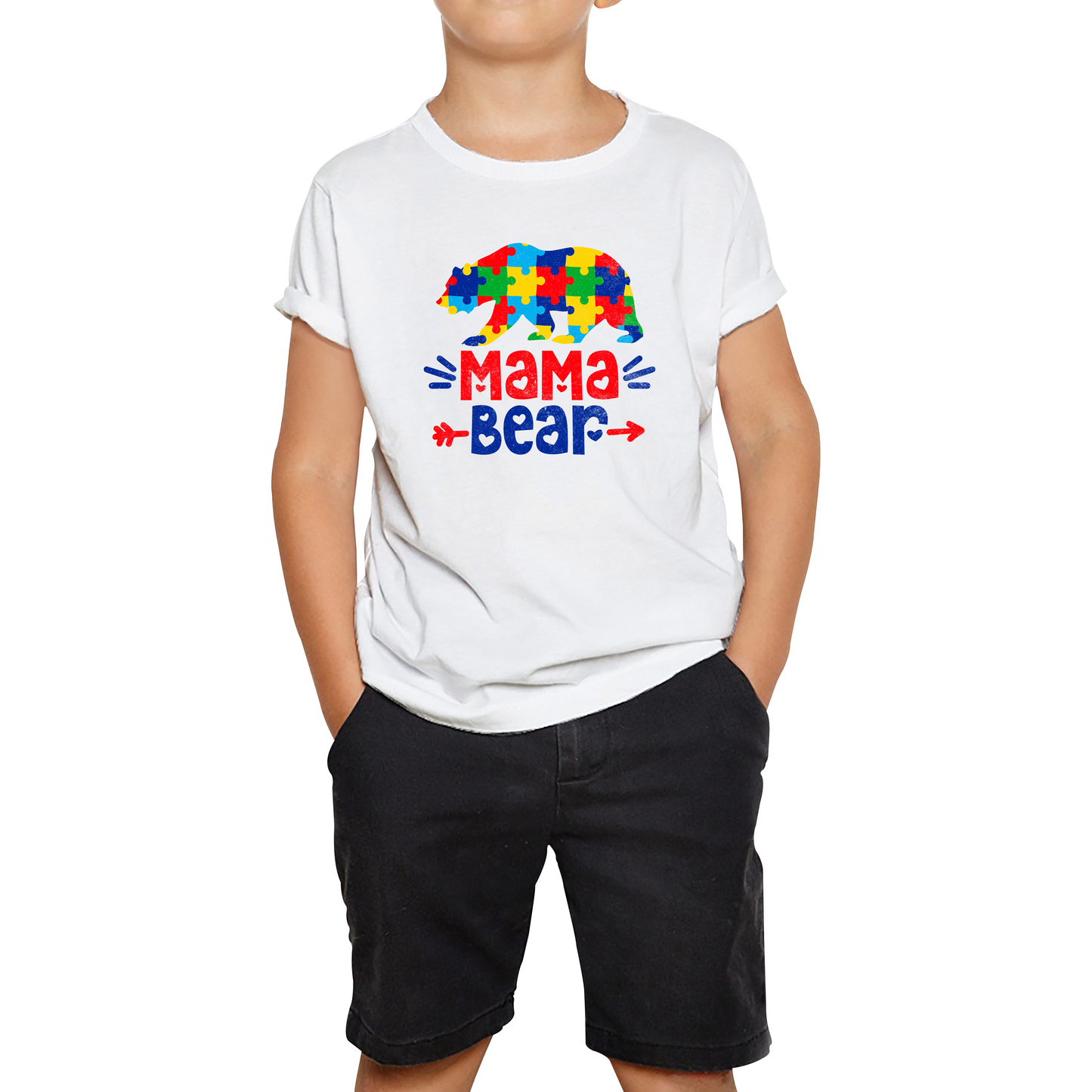 Autism Awareness Mama Bear Health Awareness Social Message Kids Tee