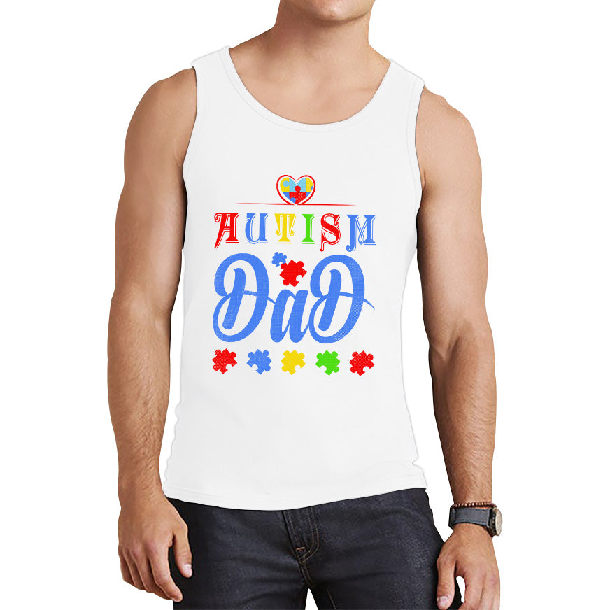 Autism Dad Autism Awareness Month Autism Support Proud Dad Autism Acceptance Puzzle Piece Tank Top