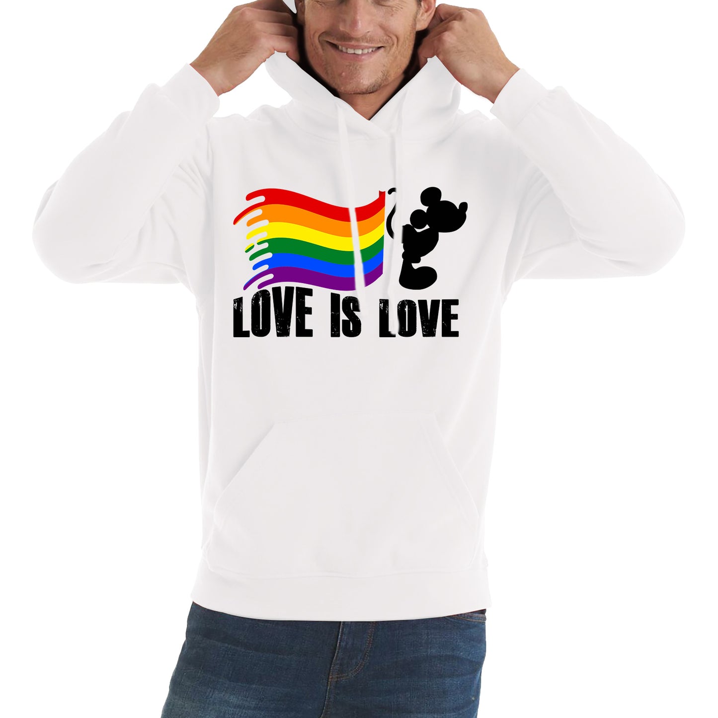 Love Is Love Disney Mickey Mouse Pride Flag Disneyland LGBT Flag Cartoon Pride Unisex Hoodie