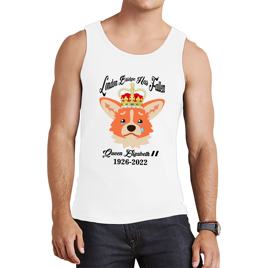 London Bridge Has Fallen Queen Elizabeth II Queen's Sad Corgi Dog Royal Highness Tank Top