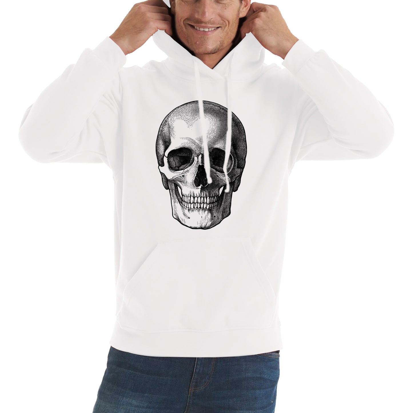 Skull Face Bikers Racers Novelty Design Spooky Funny Unisex Hoodie