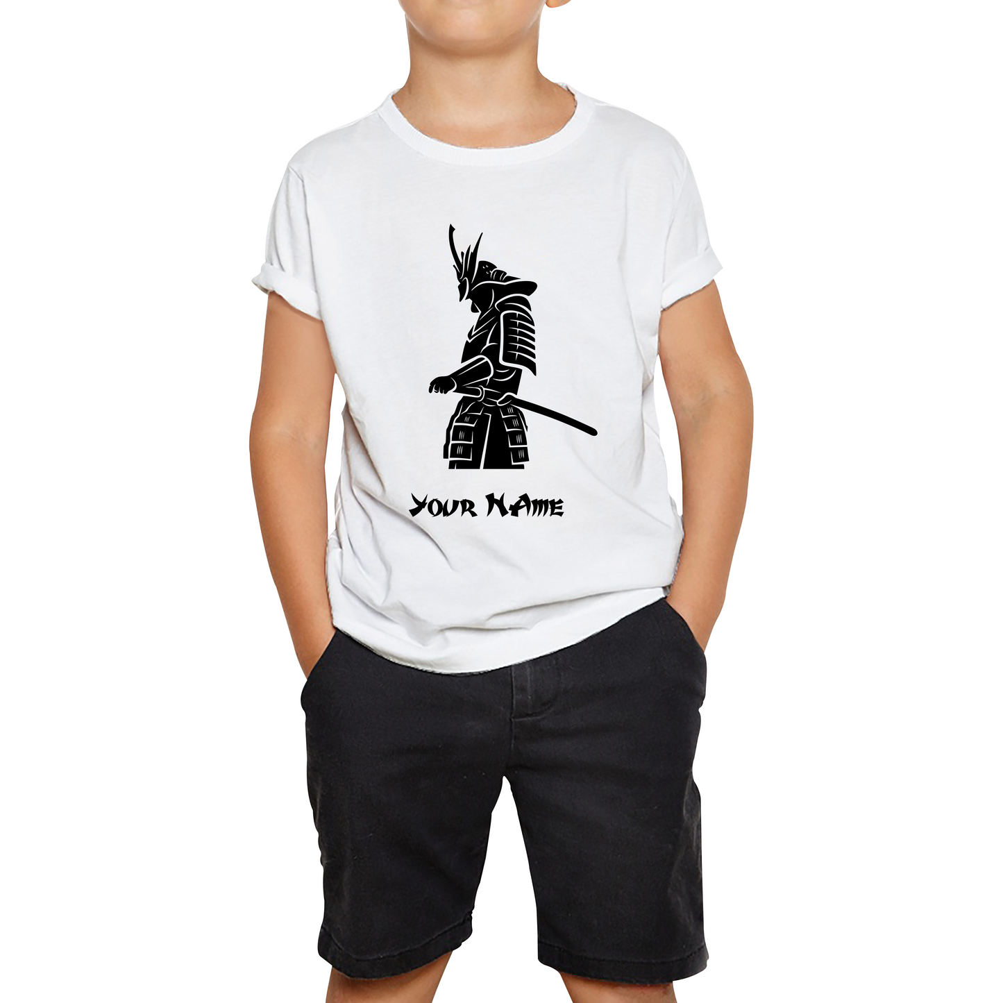 Personalised Samurai Your Name Japanese Retro Samurai Warrior Judo Karate MMA Swords Kids Tee