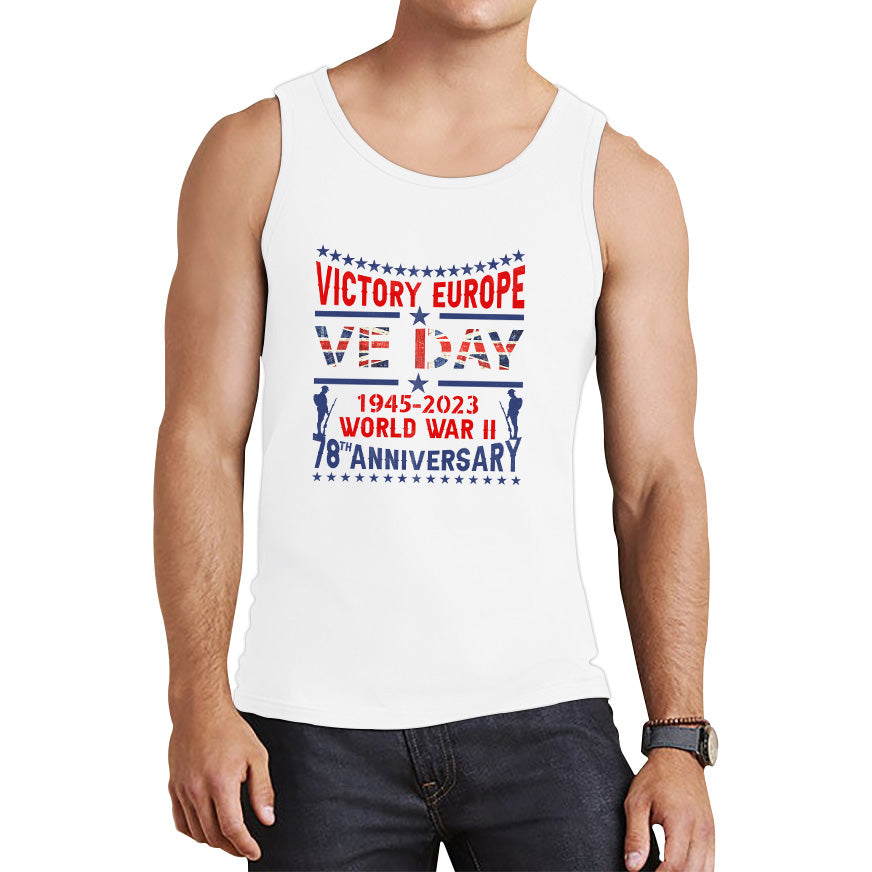 VE Day Victory In Europe Day Lest We Forget 1945-2023 World War II 78th Anniversary Remembrance Day British Veterans UK Tank Top