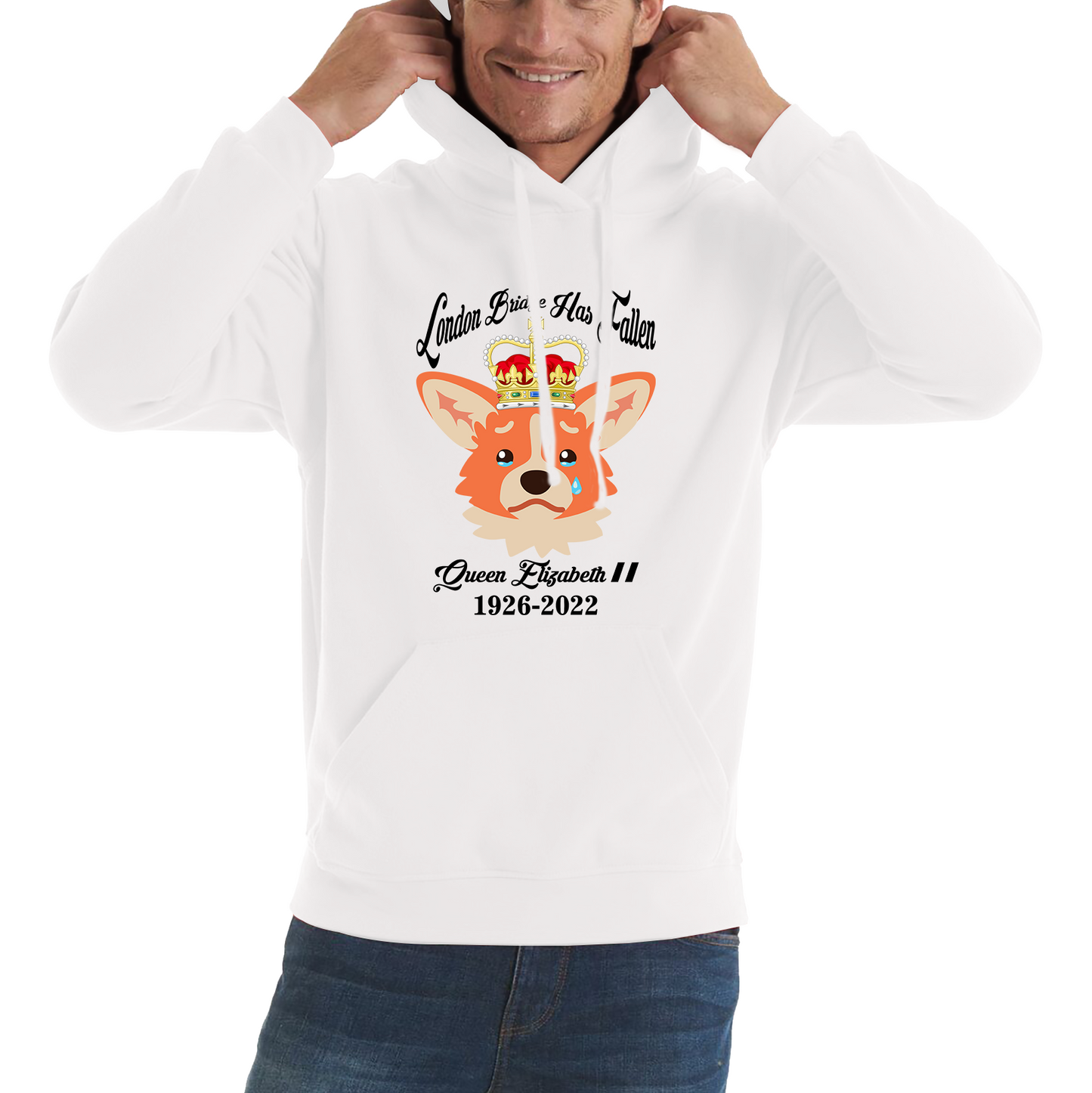 London Bridge Has Fallen Queen Elizabeth II Queen's Sad Corgi Dog Royal Highness Unisex Hoodie