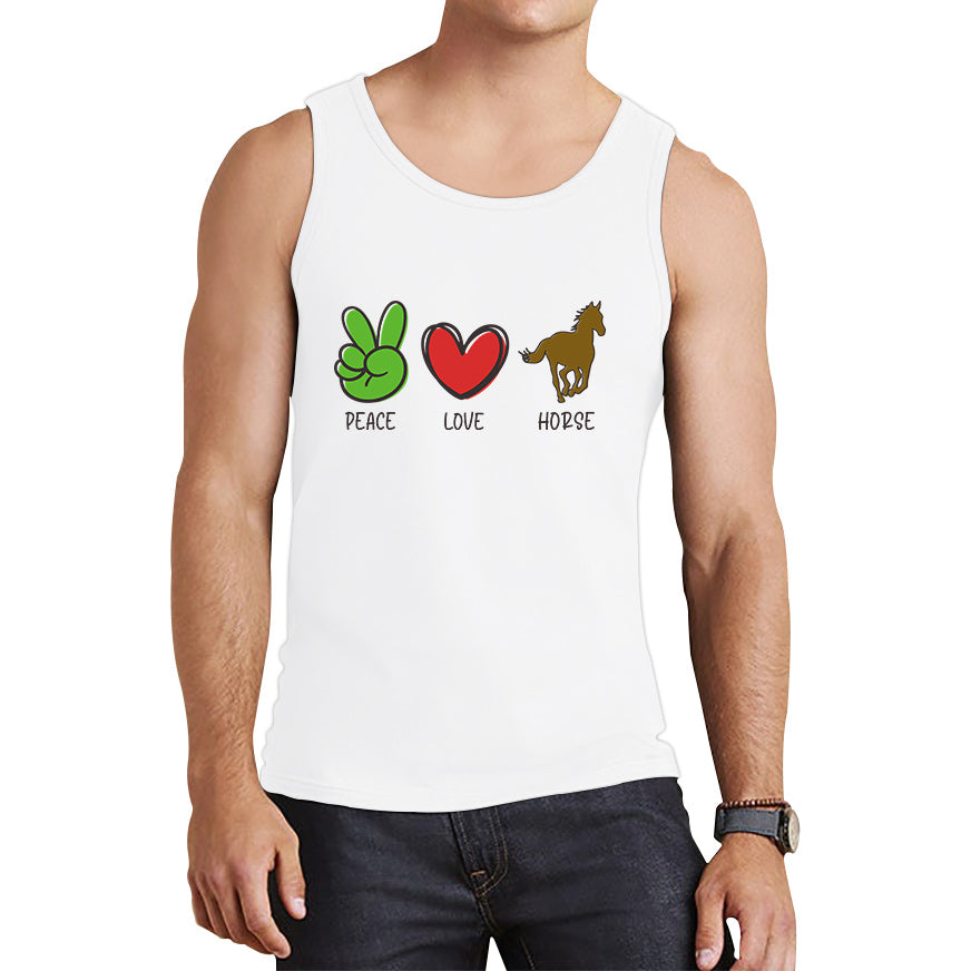 Peace Love Horse Funny Horse Riding Lovers Adventure Peace Logo Tank Top