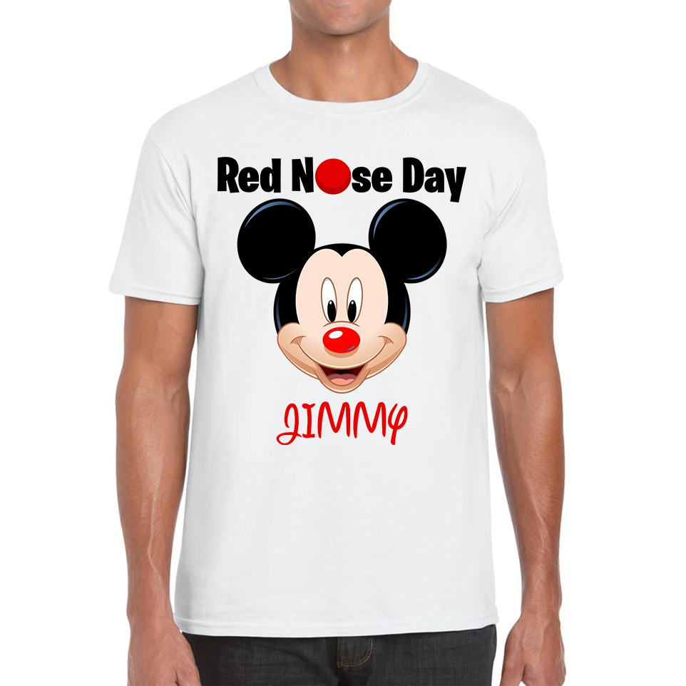 Personalised Mickey Mouse ( Name ) Red Nose Day T Shirt
