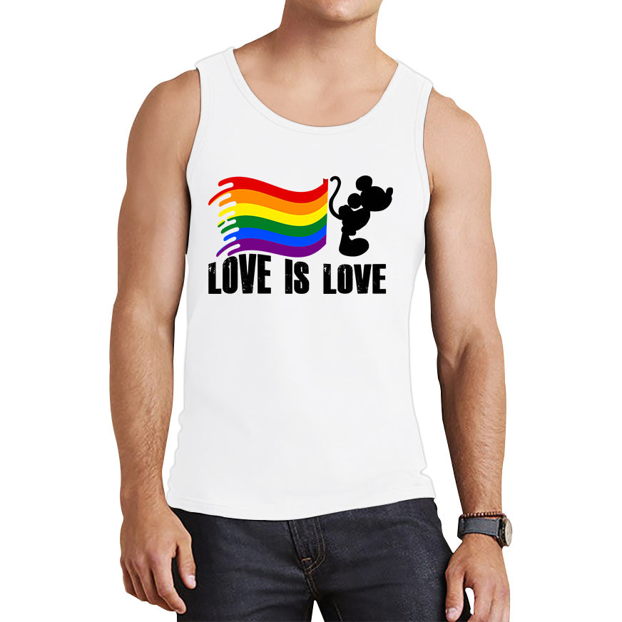 Love Is Love Disney Mickey Mouse Pride Flag Disneyland LGBT Flag Cartoon Pride Tank Top