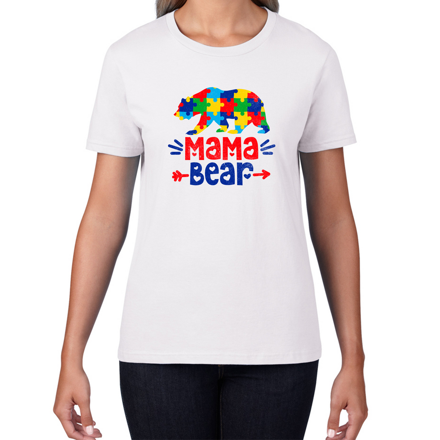 Autism Awareness Mama Bear Health Awareness Social Message Womens Tee Top