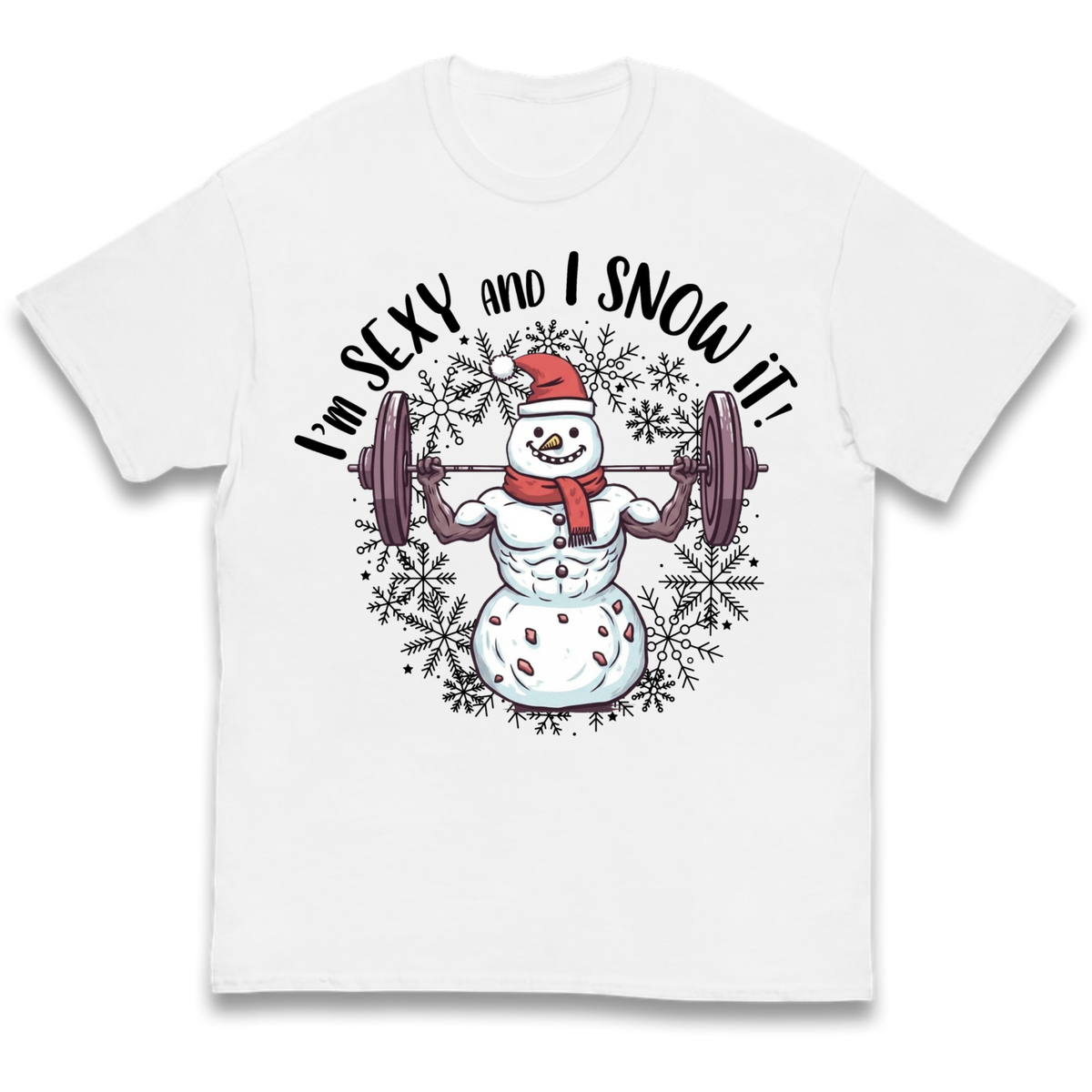 Gym Snowman Graphic Christmas Kids T-Shirt